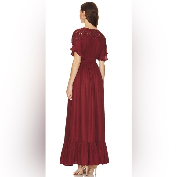 Free People Embroidered Button Down Maxi Dress Cinnamon Brown NWT Small - Picture 7 of 7